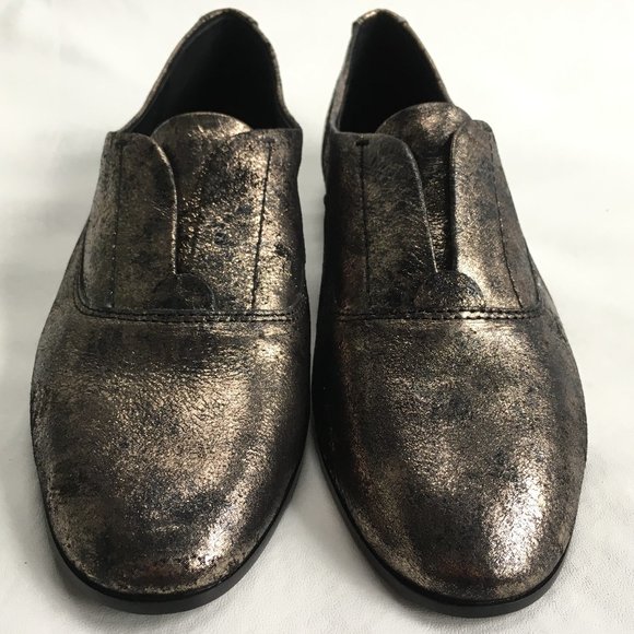 Frye Terri Slip on shoes flat gold black leather - Picture 2 of 12